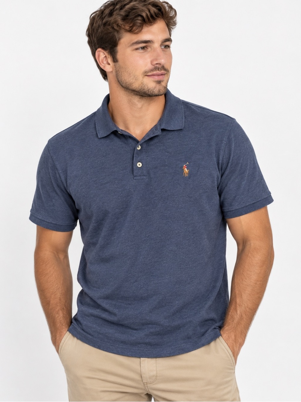 Polo Ralph Lauren Men’s Navy Blue Classic Fit Polo Shirt Size M 100% Cotton